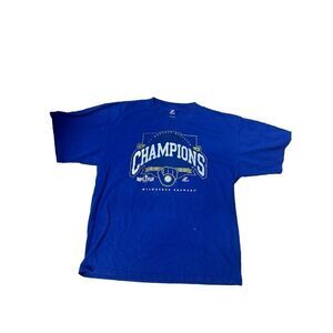 2011 Y2K Milwaukee Brewers schedule championship T-shirt Majestic MLB